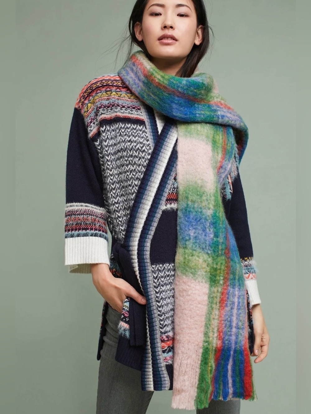 Anthropologie Sleeping On Snow Mixed-Stitch Cardigan - Picture 3 of 11